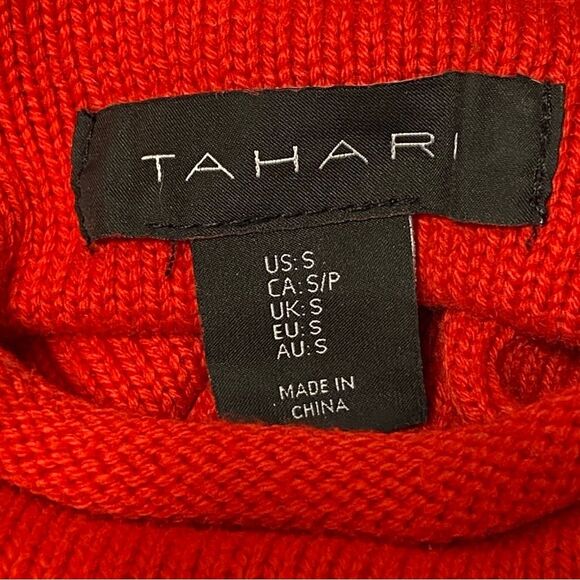 Tahari Mock Neck Colorblock Cotton Blend Ribbed Knit Sweater Women's Size Small - Picture 6 of 15